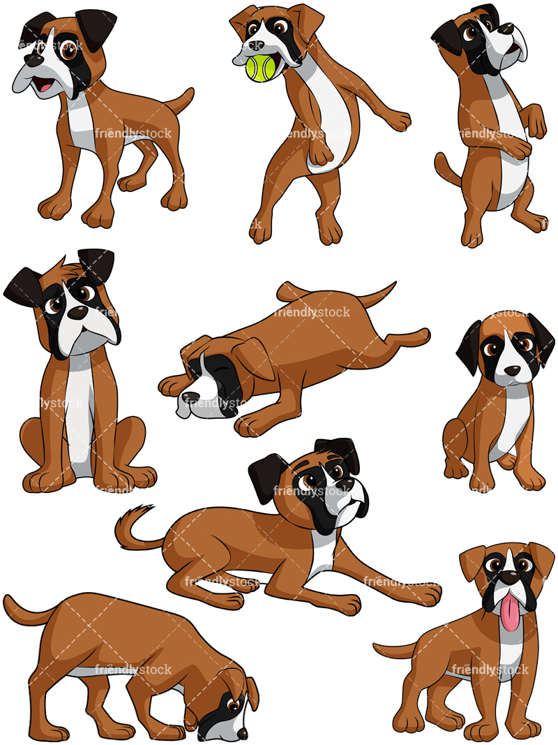 800x1067 Boxer Dog Cartoon Vector Clipart