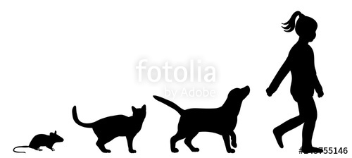 Illustration, Vector, Silhouette Of Dog Cat And Mouse And Child 500x224 Illustration, Vector, Silhouette Of Dog Cat And Mouse And Child