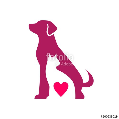 Dog Cat Love Pet Negative Space Logo Vector Icon Stock Image 500x500 Dog Cat Love Pet Negative Space Logo Vector Icon Stock Image