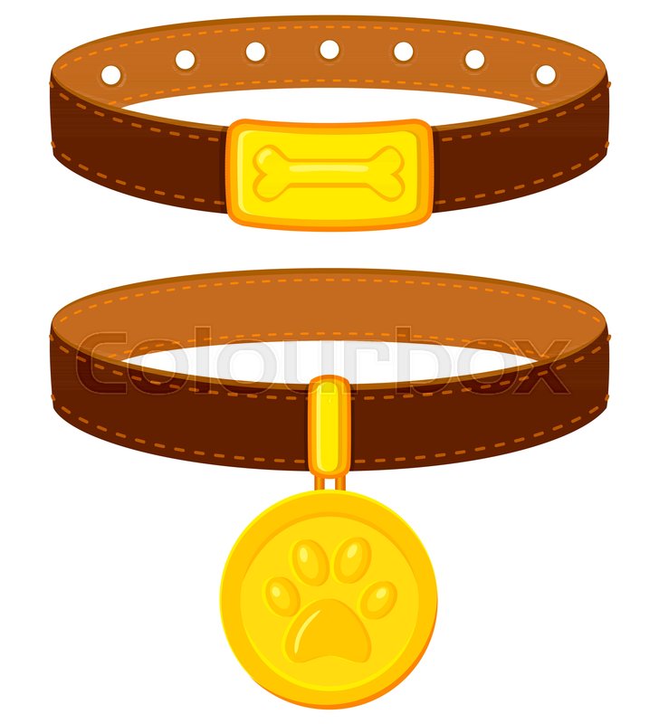 728x800 Colorful Cartoon Pet Collar Set Stock Vector Colourbox