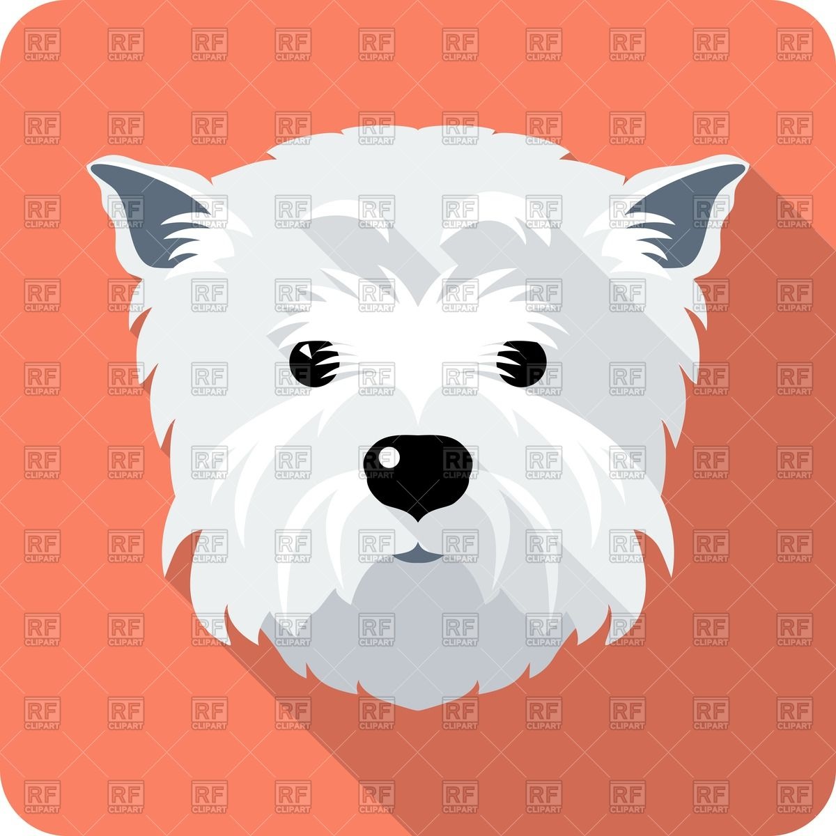Vector Dog West Highland White Terrier Face Icon Flat Design 1200x1200 Vector Dog West Highland White Terrier Face Icon Flat Design