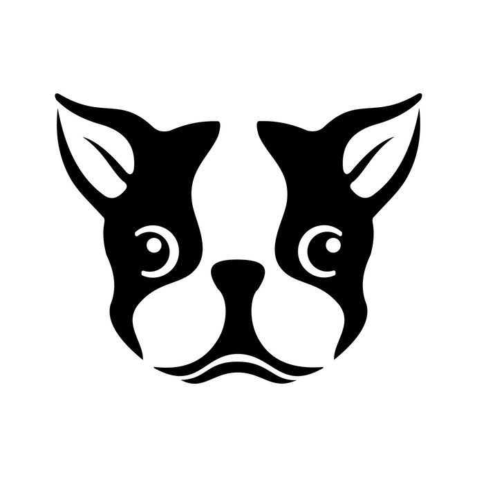 Boston Terrier Dog Face Head Graphics Design 690x690 Boston Terrier Dog Face Head Graphics Design