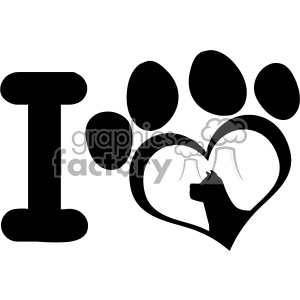 Royalty Free Rf Clipart I Love With Black Heart Paw Print 300x300 Royalty Free Rf Clipart I Love With Black Heart Paw Print