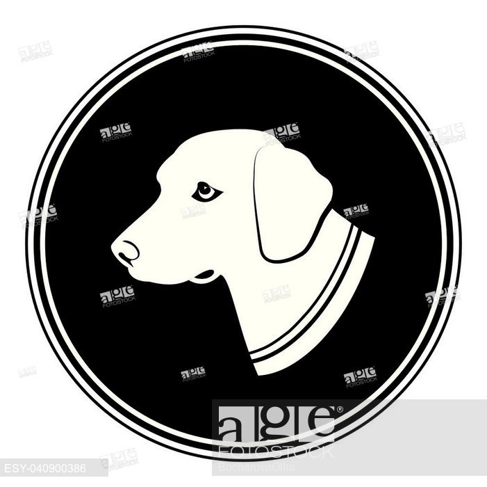 Illustration Sign Of White Dog's Head In Black Round Silhouette 701x700 Illustration Sign Of White Dog's Head In Black Round Silhouette