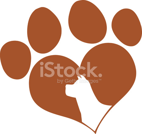 Brown Love Paw Print With Dog Head Silhouette Stock Vector 466x440 Brown Love Paw Print With Dog Head Silhouette Stock Vector