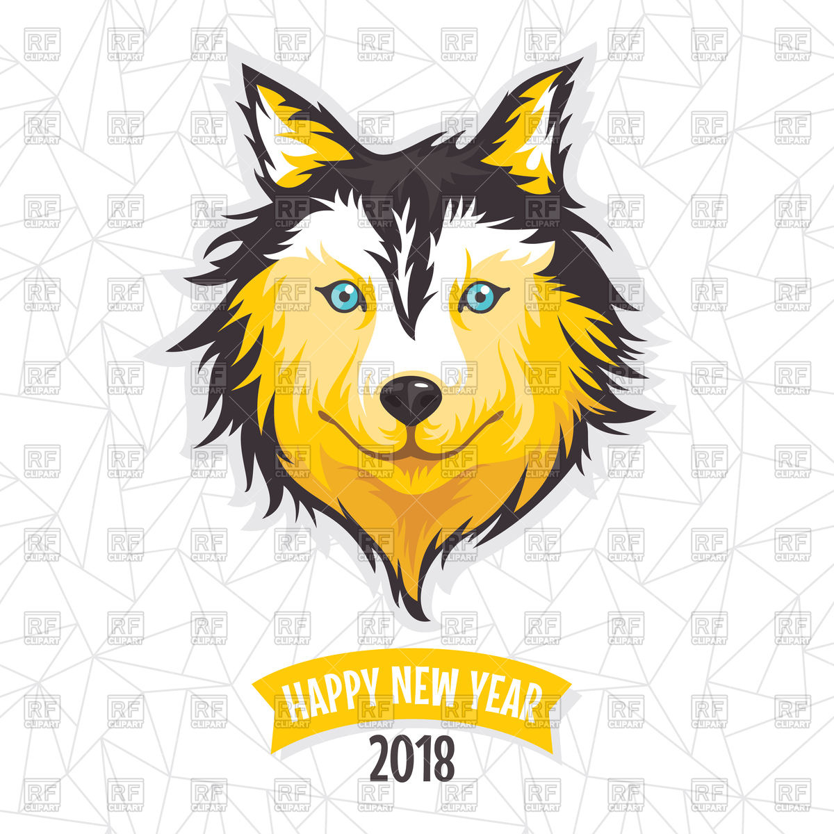 New Year Greeting Card With Dog Head Vector Image Of Plants 1200x1200 New Year Greeting Card With Dog Head Vector Image Of Plants