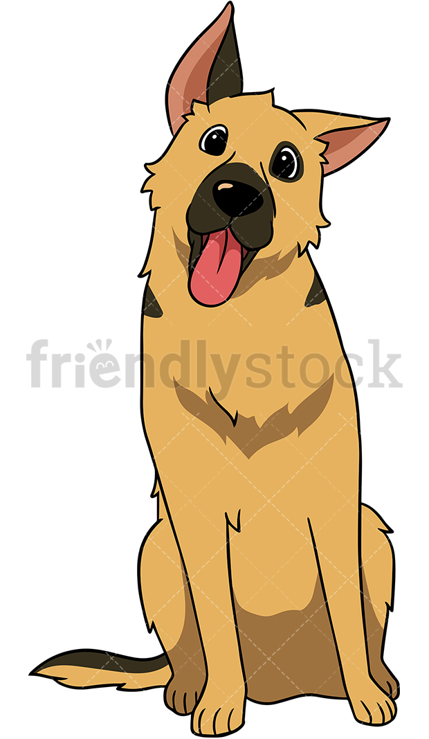 Curious German Shepherd Dog Cartoon Vector Clipart 620x1067 Curious German Shepherd Dog Cartoon Vector Clipart