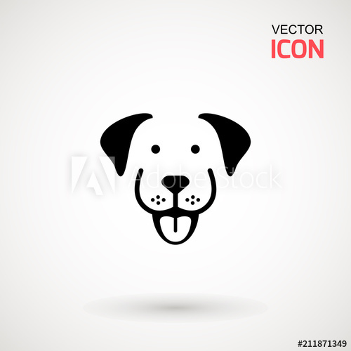 500x500 Dog Head Icon Flat Style Cartoon Dog Face Vector Illustration