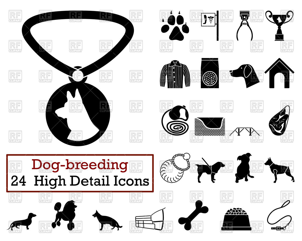 1200x960 Set Of Dog Breeding Icons Vector Image Of Signs, Symbols, Maps