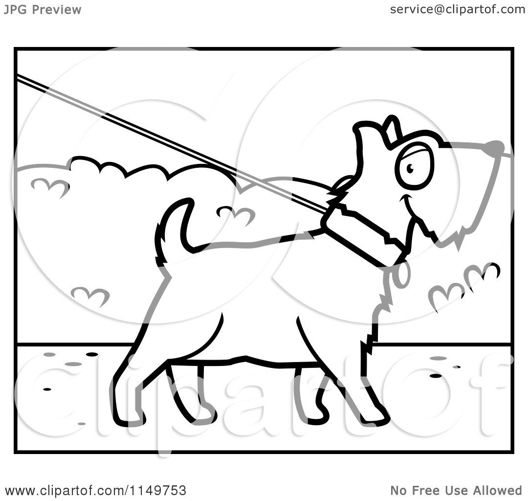 Cartoon Clipart Of A Black And White Dog On A Leash 1080x1024 Cartoon Clipart Of A Black And White Dog On A Leash
