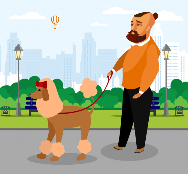 Stylish Guy With Dog On Leash Vector Drawing Vector Premium 626x580 Stylish Guy With Dog On Leash Vector Drawing Vector Premium