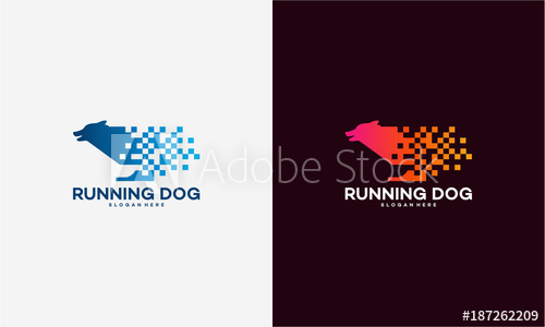 500x300 Pixel Fast Jumping Dog Logo Vector, Dog Training Logo Template