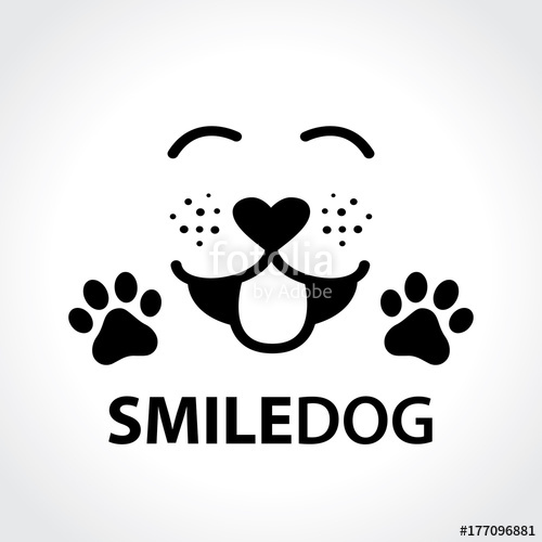 Smile Dog Face With Heart Nose Shape With Paw Stock Image 500x500 Smile Dog Face With Heart Nose Shape With Paw Stock Image