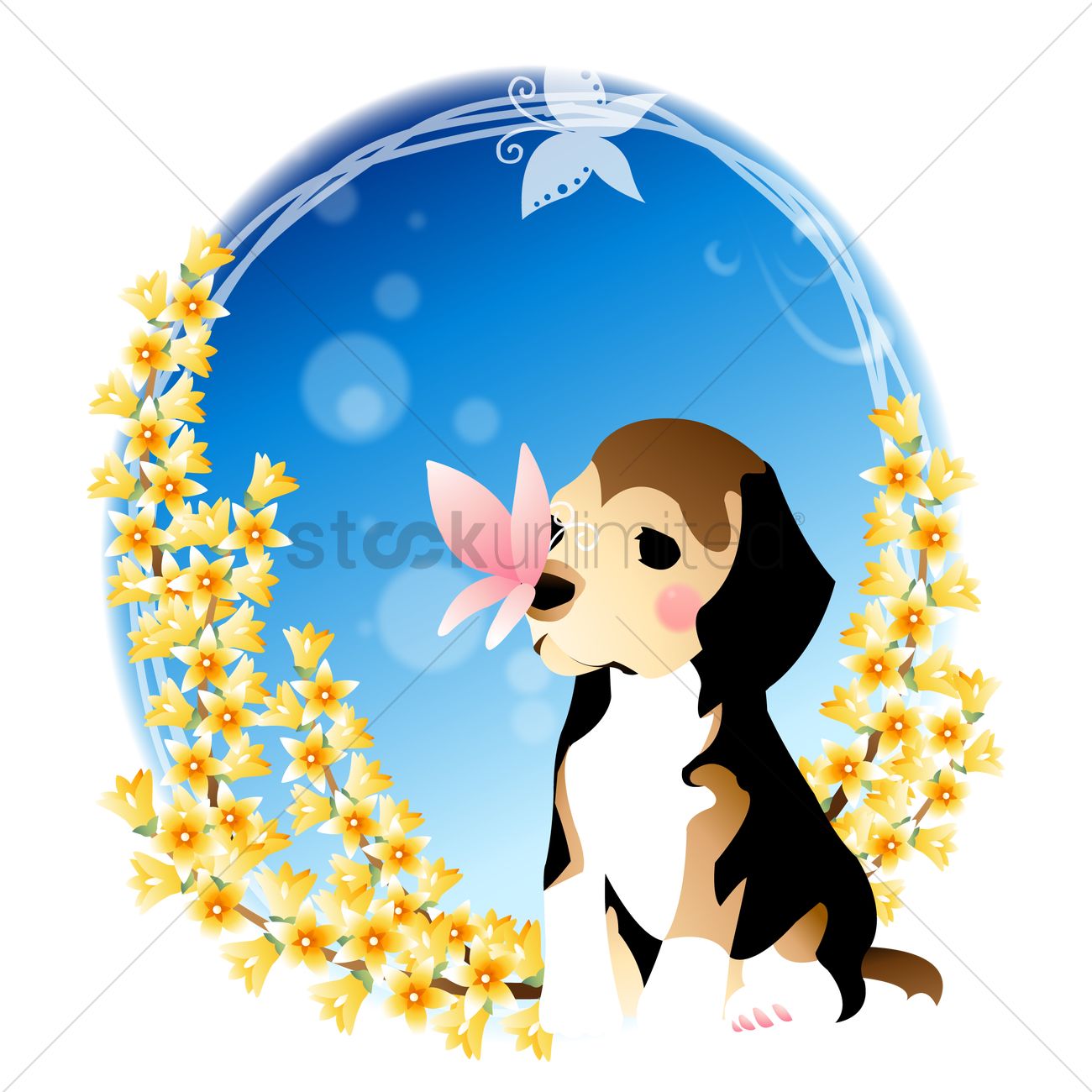Butterfly On Dog's Nose Vector Image 1300x1300 Butterfly On Dog's Nose Vector Image