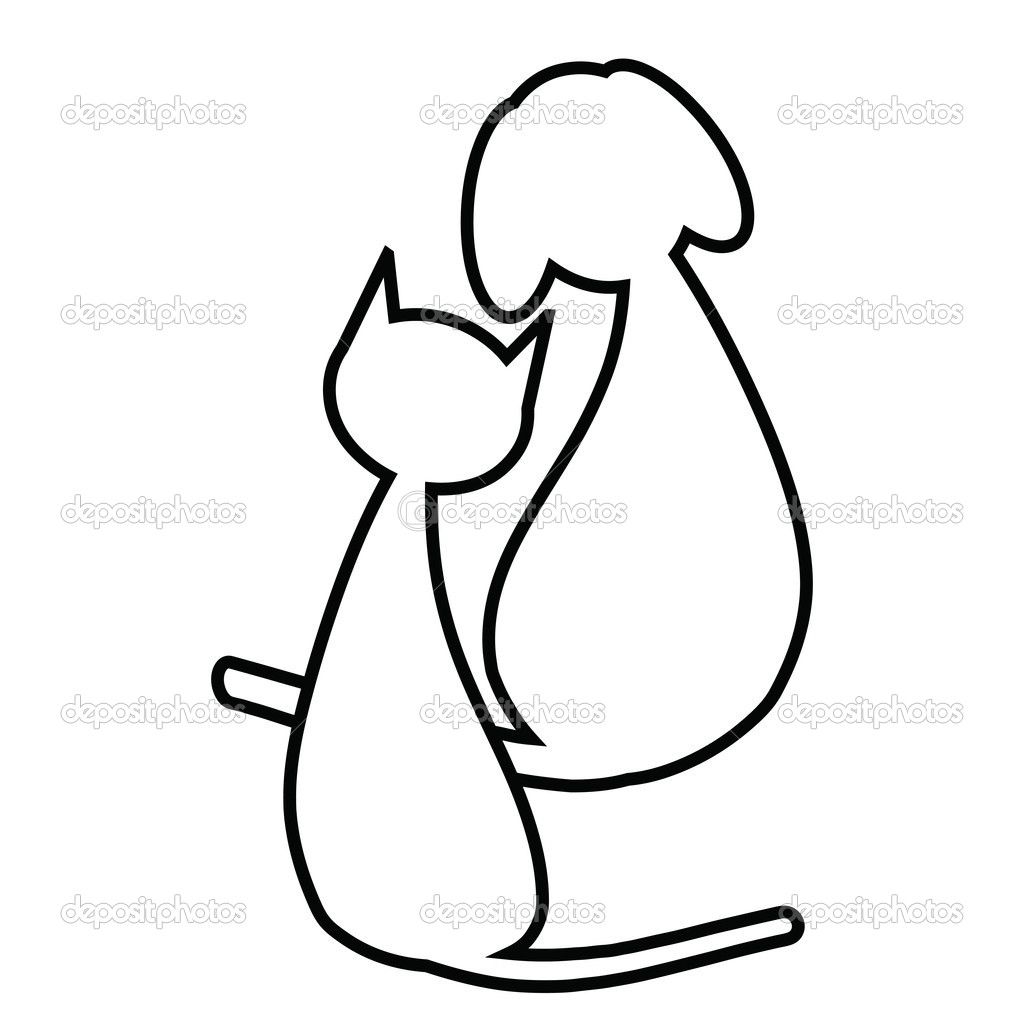1024x1024 Cat And Dog Outline Vector