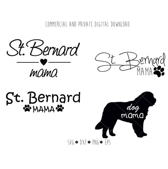 570x576 St Bernard Mama Digital Clipart Vector Outline Dog Etsy