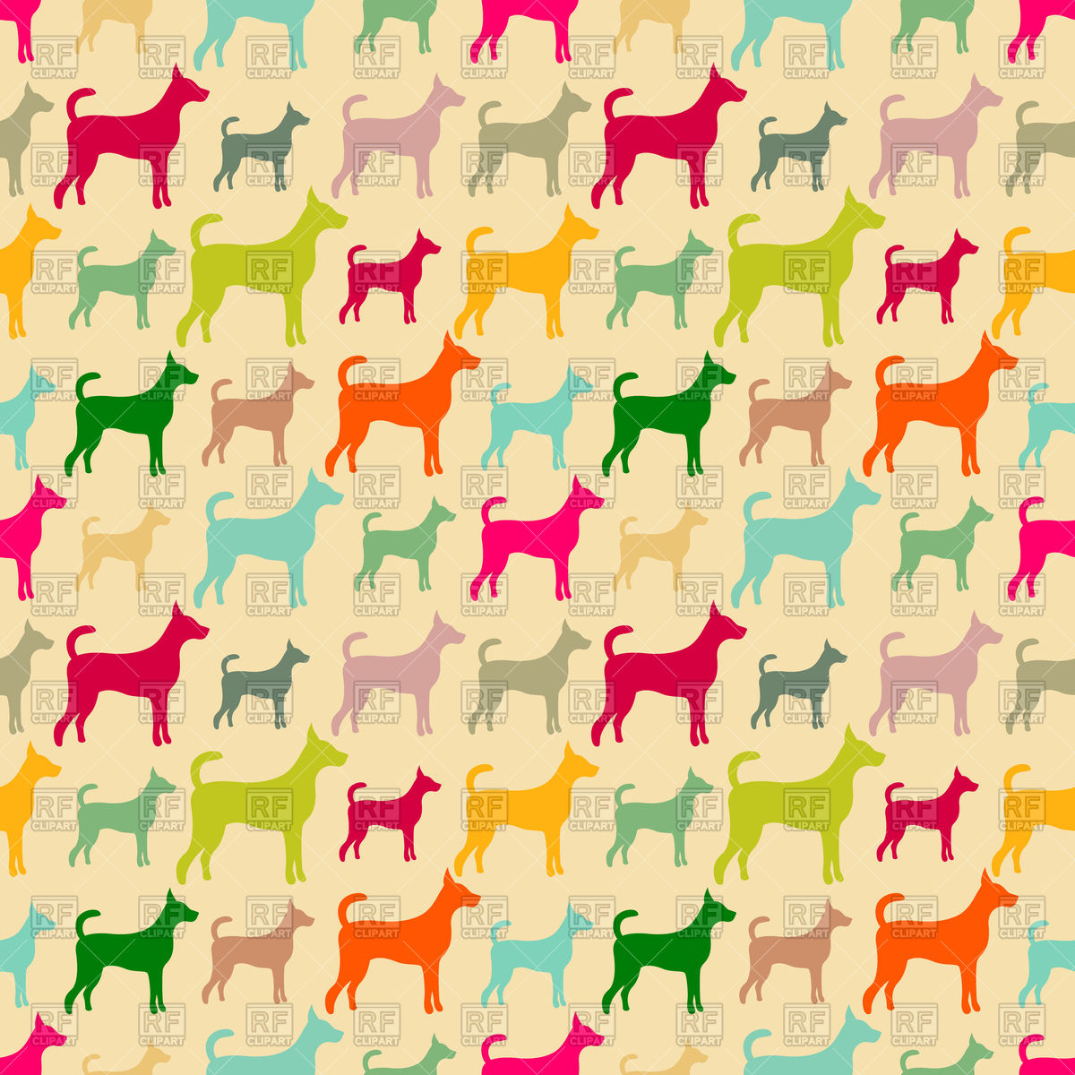Animal Seamless Pattern With Silhouettes Of Dogs Vector Image 1200x1200 Animal Seamless Pattern With Silhouettes Of Dogs Vector Image