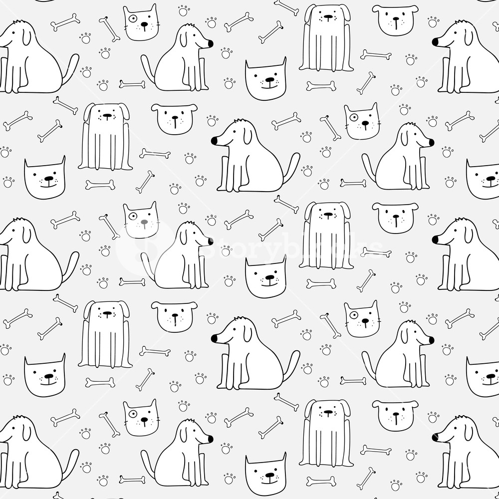 Hand Drawn Cute Dogs Pattern Background Vector Illustration 1000x1000 Hand Drawn Cute Dogs Pattern Background Vector Illustration