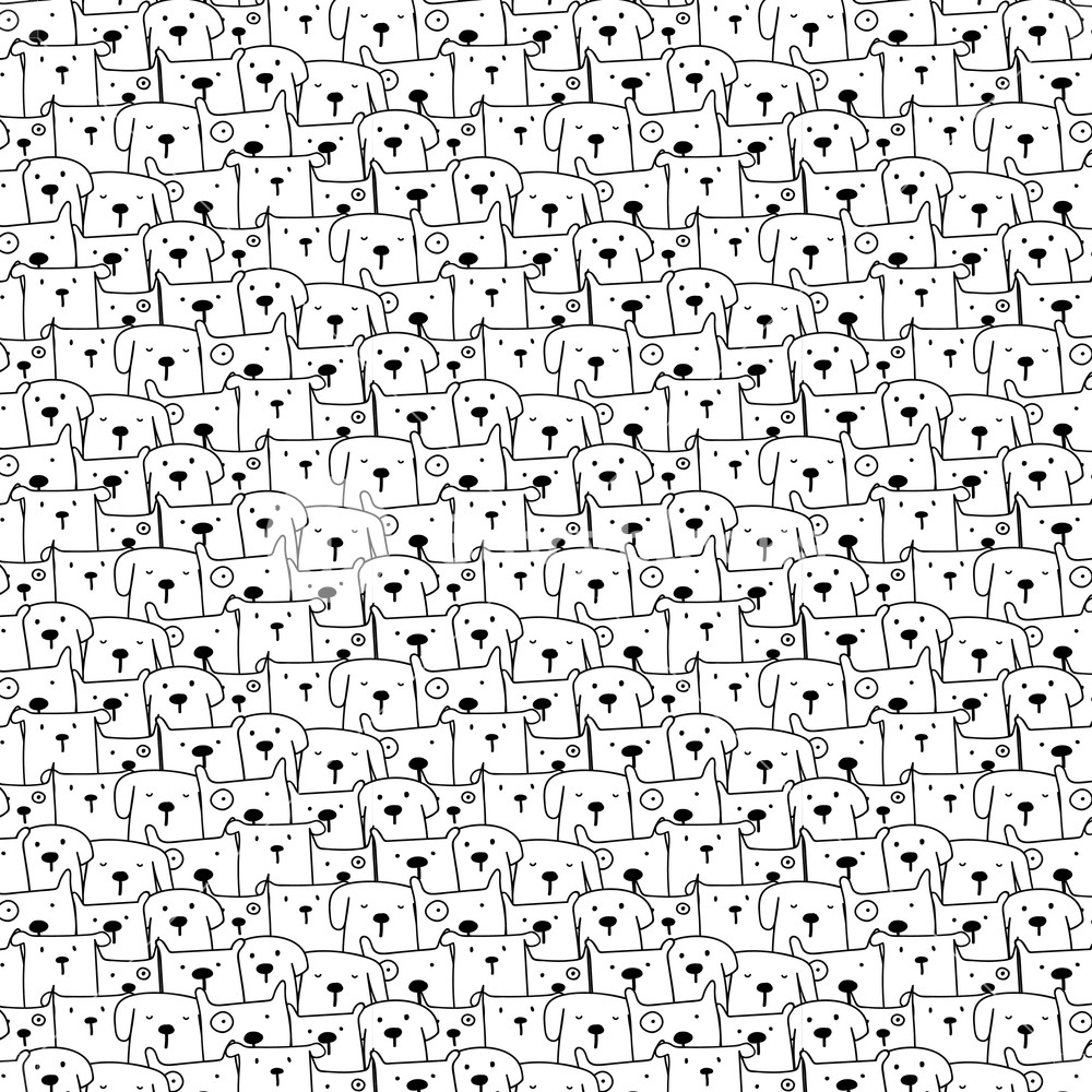 Hand Drawn Cute Dogs Vector Pattern Background Doodle Funny 1000x1000 Hand Drawn Cute Dogs Vector Pattern Background Doodle Funny