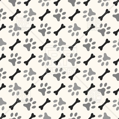 Seamless Background With Dog's Paw Print And Bone Vector Image 400x400 Seamless Background With Dog's Paw Print And Bone Vector Image