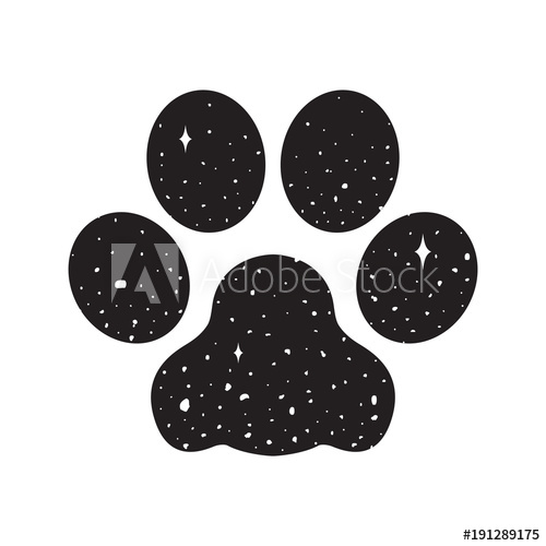 500x500 Dog Paw Vector Icon Logo Bulldog Space Night Sky Illustration