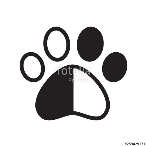 500x500 Dog Paw Vector Footprint Icon Logo Pet Cat Kitten Claw Cartoon