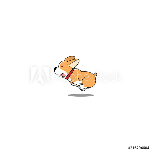 500x500 Cute Welsh Corgi Dog Running, Vector Illustration