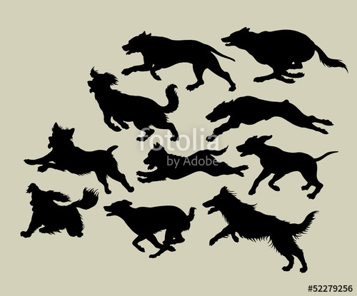500x415 Dog Running Silhouettes Stock Image And Royalty Free Vector