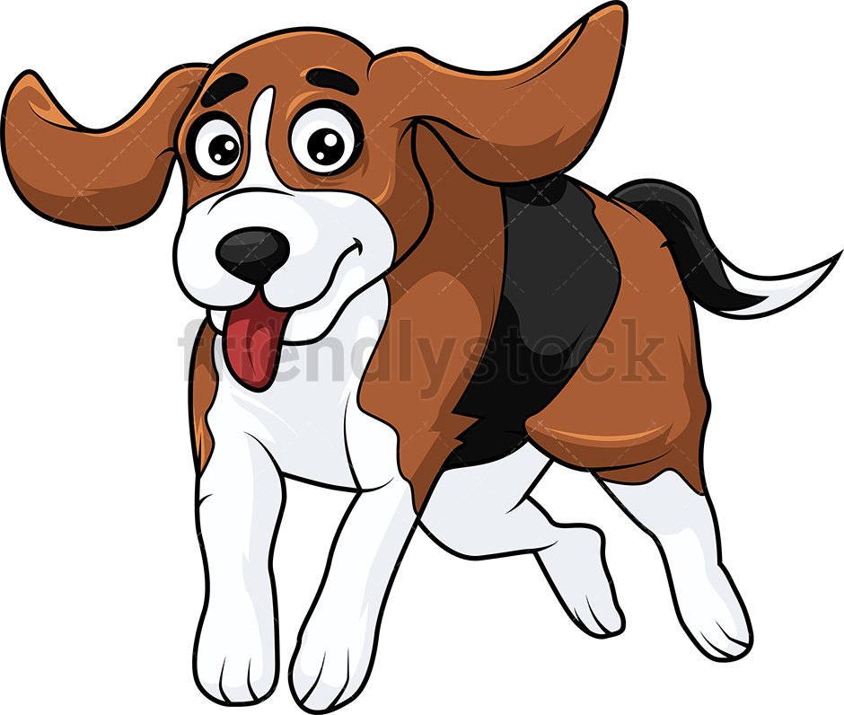 940x796 Excited Beagle Dog Running Cartoon Clipart Vector