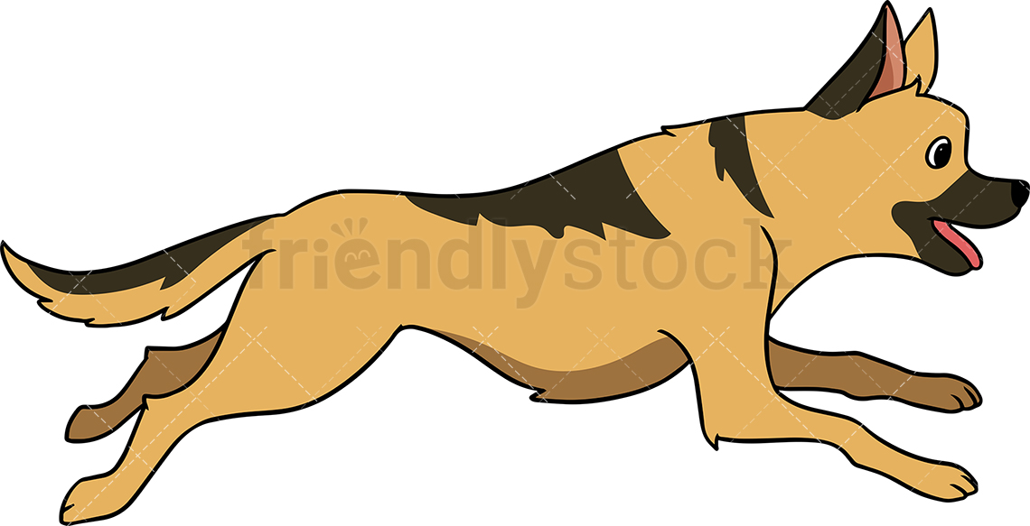 1140x583 Running German Shepherd Dog Cartoon Vector Clipart