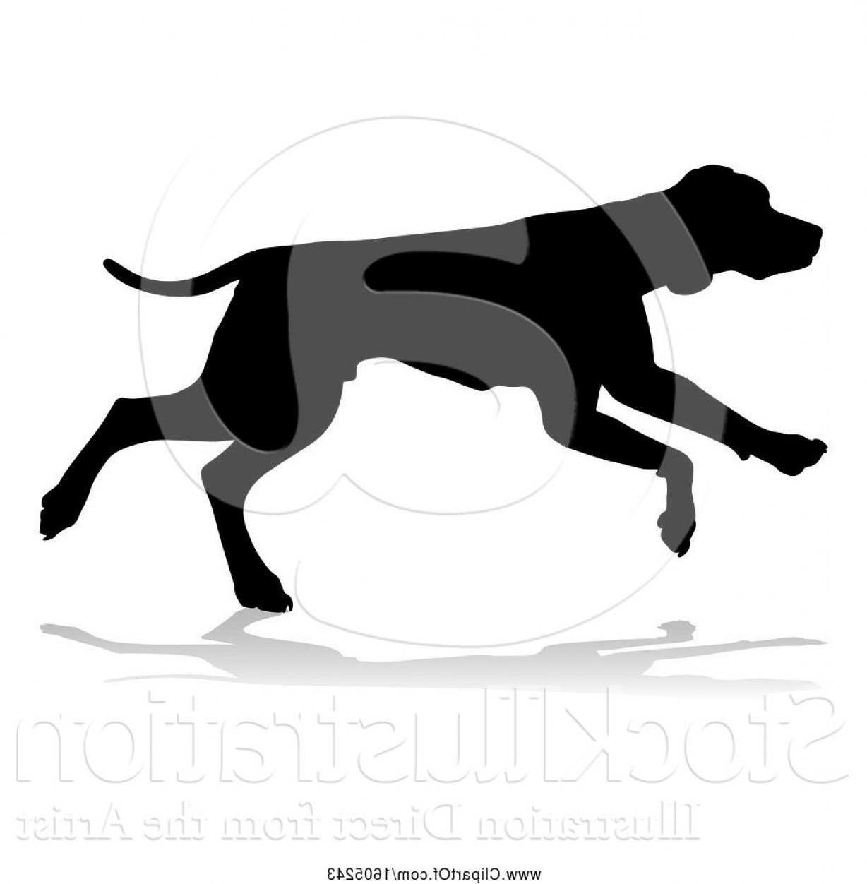 1228x1252 Vector Illustration Of Silhouetted Hound Dog Running