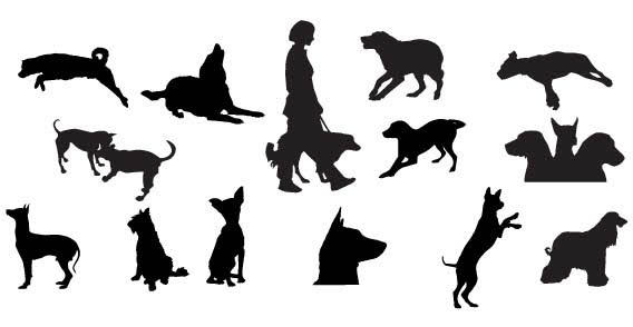 568x294 Dog Silhouettes Free Vector