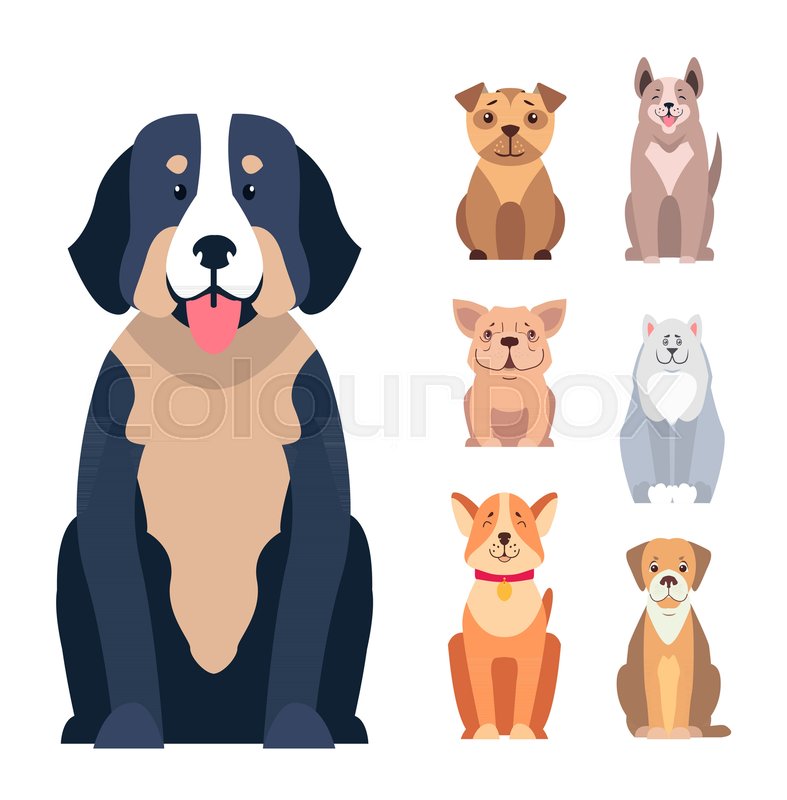 787x800 Cute Dogs Cartoon Icons Set Happy Stock Vector Colourbox