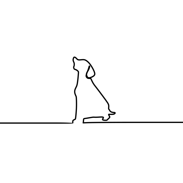 640x640 Dog Sitting Vector Continuous One Line Art Drawing Isolated