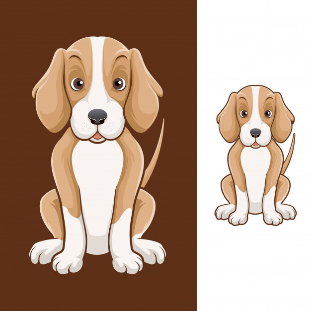 626x626 American Foxhound Dog Sitting Vector Premium Download