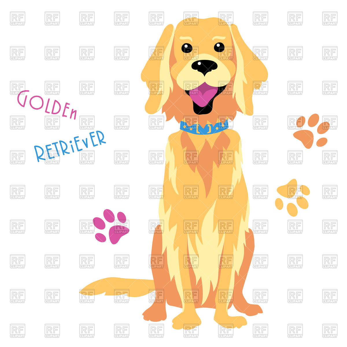 1200x1200 Funny Dog Golden Retriever Breed Sitting Vector Image Of Plants