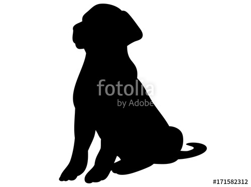 500x372 Vector, Isolated Black Silhouette Of A Dog Sitting Stock Image