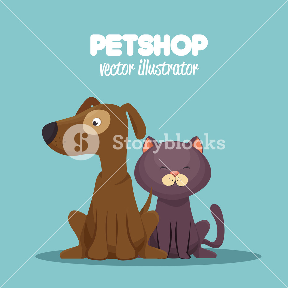1000x1000 Veterinary Pet Shop Cat And Dog Sitting Graphic Vector