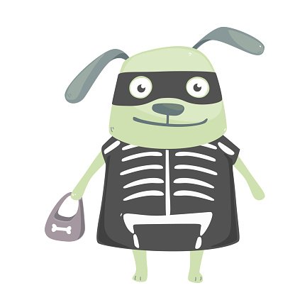 416x416 Dog Wearing Costume Of Skeleton Stock Vectors