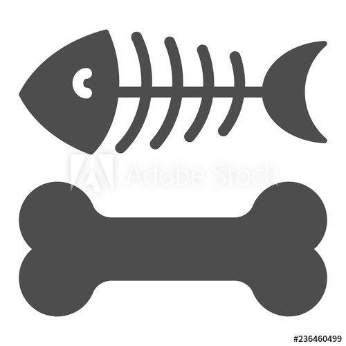 500x500 Dog Bone And Fish Skeleton Solid Icon Animal Food Vector