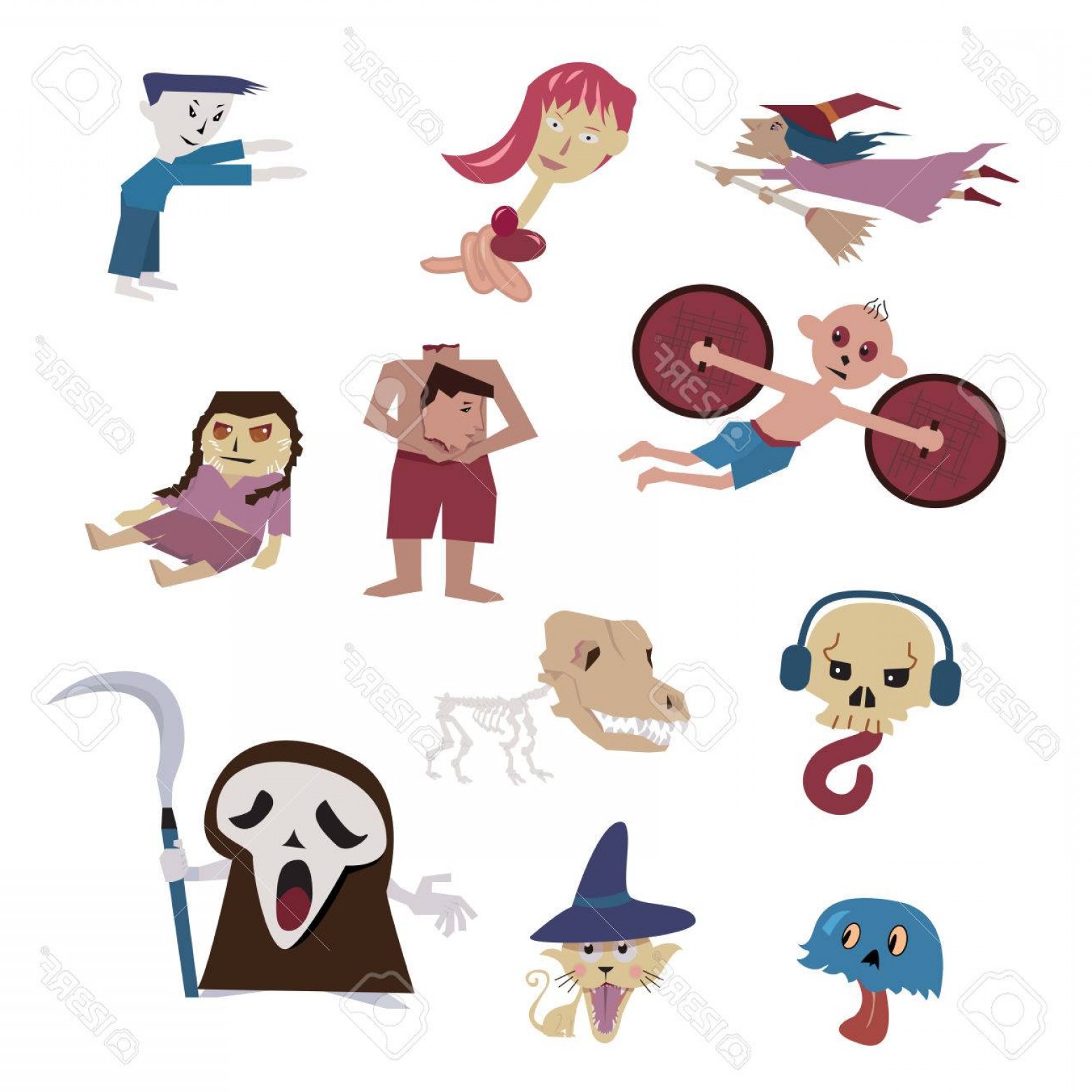 1560x1560 Photostock Vector Set Of Halloween Characters Vector Dog Skeleton
