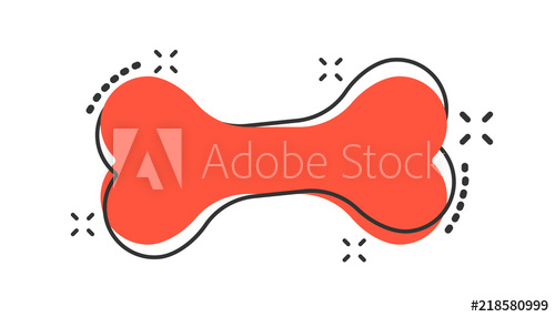 500x286 Vector Cartoon Dog Bone Toy Icon In Comic Style Bone Sign