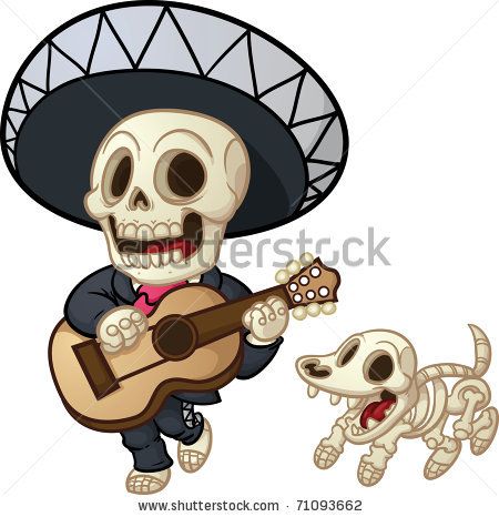 450x466 Cartoon Dead Mariachi Walking And Singing Vector Illustration