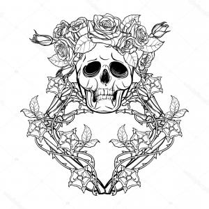 300x300 Stock Illustration Halloween Santa Muerte Human Skull Newwaysys