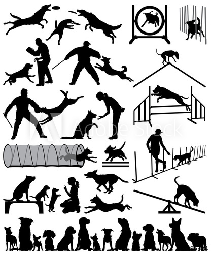 Editable Vector Silhouette Of Dogs Training 416x500 Editable Vector Silhouette Of Dogs Training