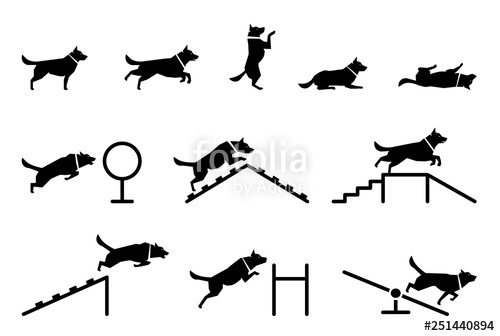 Set Of Icons Representing Various Dog's Body Postures Collection 500x336 Set Of Icons Representing Various Dog's Body Postures Collection