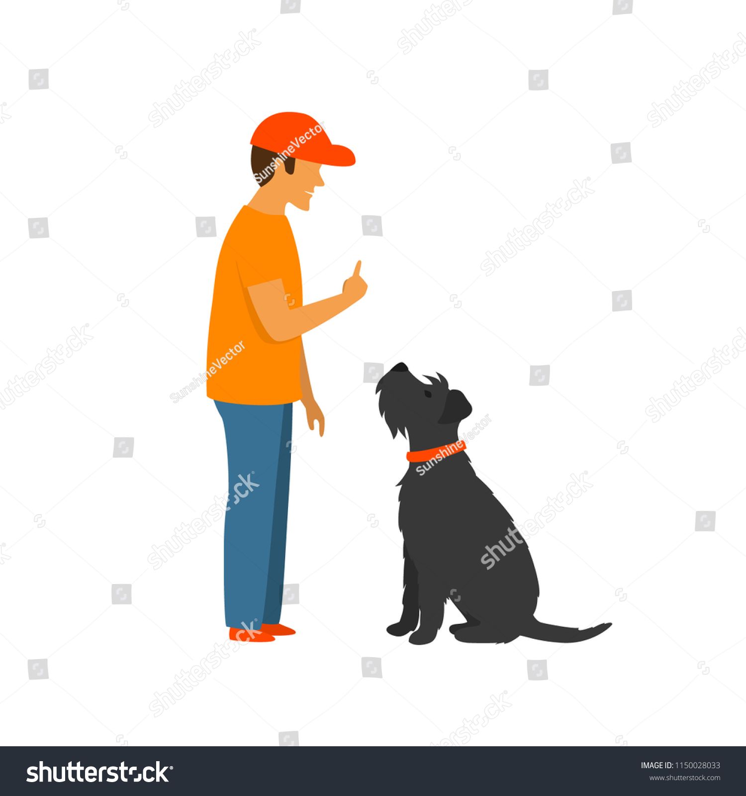 Man Teaching A Dog To Stay And Sit Basic Commands Obedience 1500x1600 Man Teaching A Dog To Stay And Sit Basic Commands Obedience