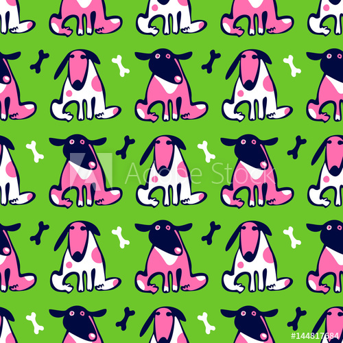 500x500 Seamless Vector Pattern With Cute Funny Dogs And Their Treats