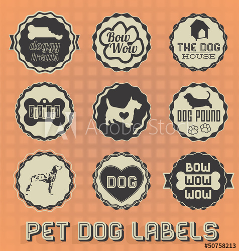 476x500 Vector Set Vintage Pet Dog Labels And Icons