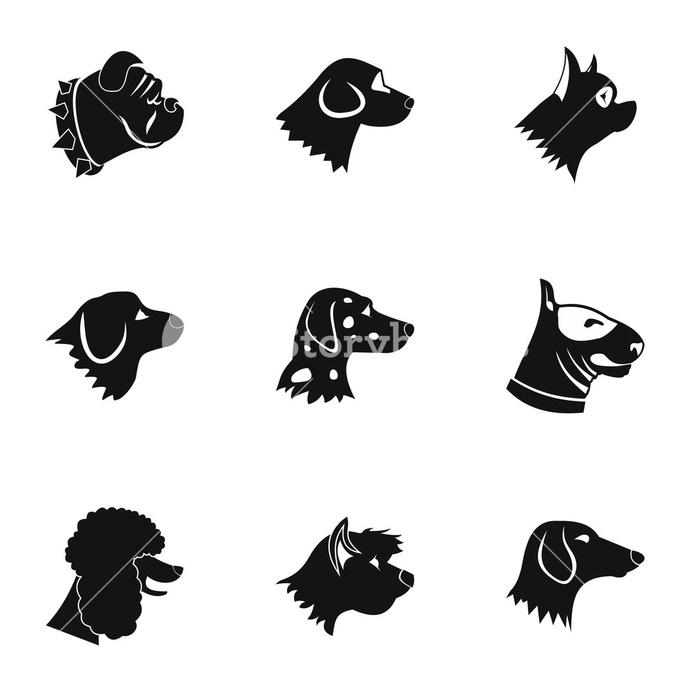 1000x1000 Dog Icons Set Simple Illustration Of Dog Vector Icons For Web